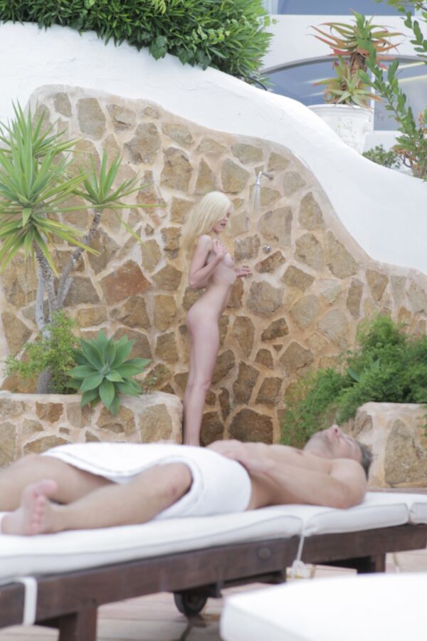 young blonde fucking by the pool