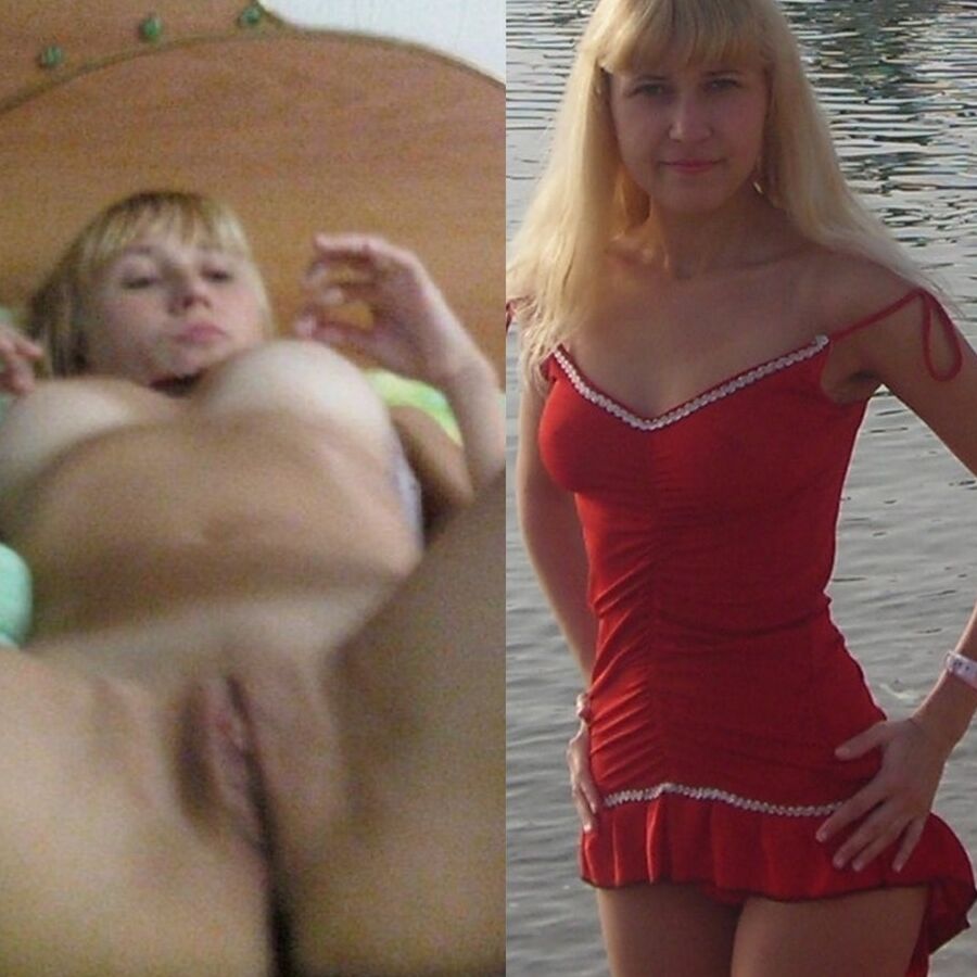 Hermosa esposa Ksenia en la galería antes y después