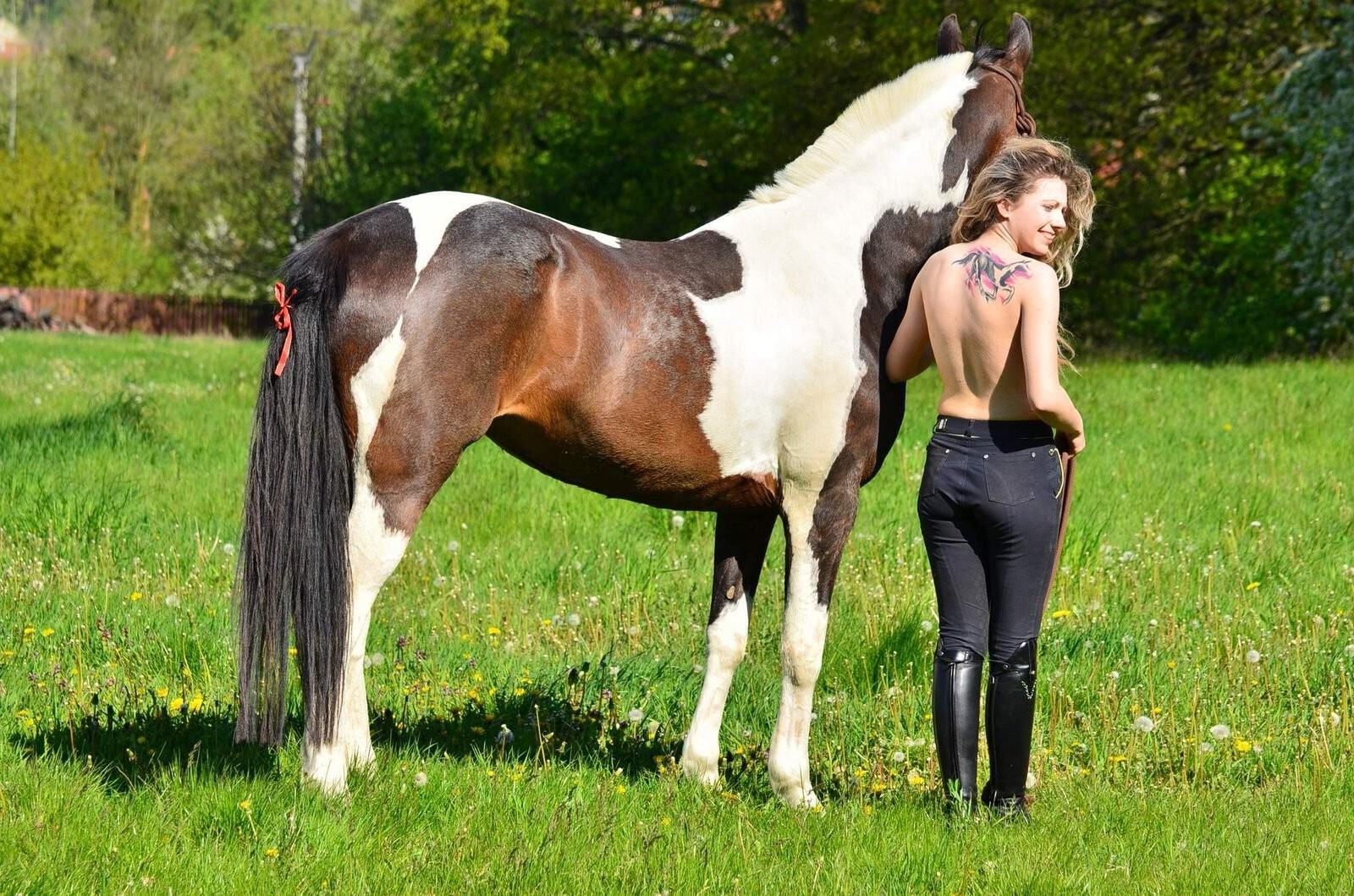 Topless Horse Riding Blonde