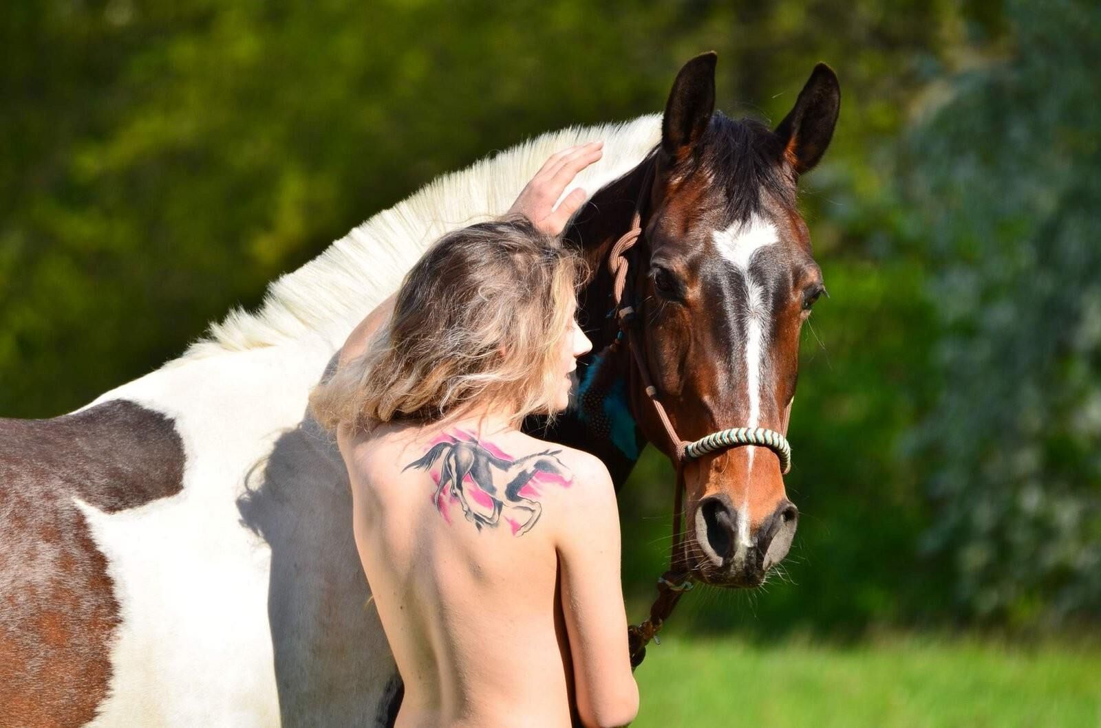 Topless Horse Riding Blonde