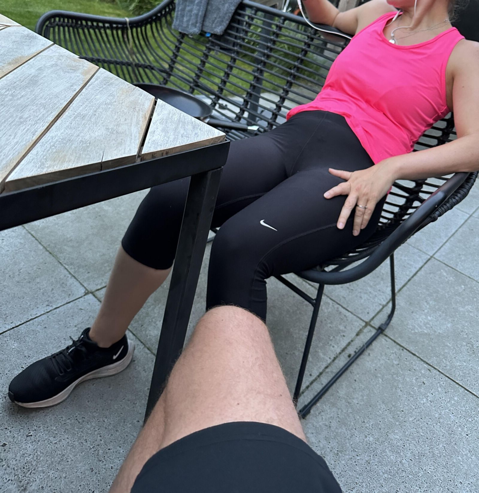 My wife in leggings showing her ass on holidays