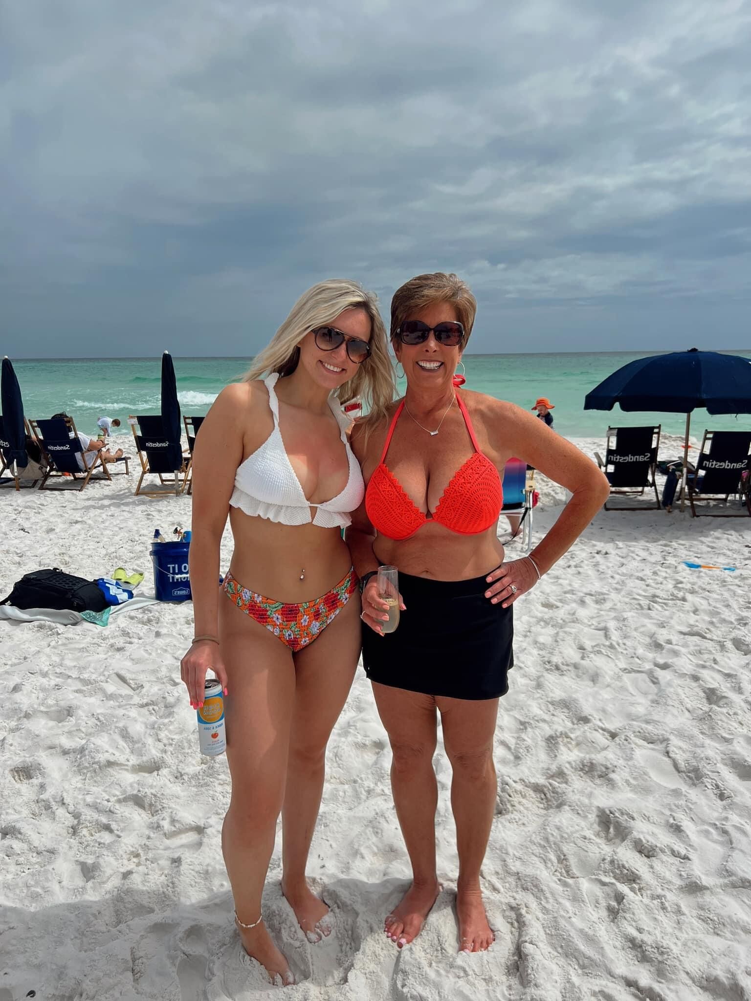 Hot MILF and Her Hot Daughter in Bikinis and Dresses