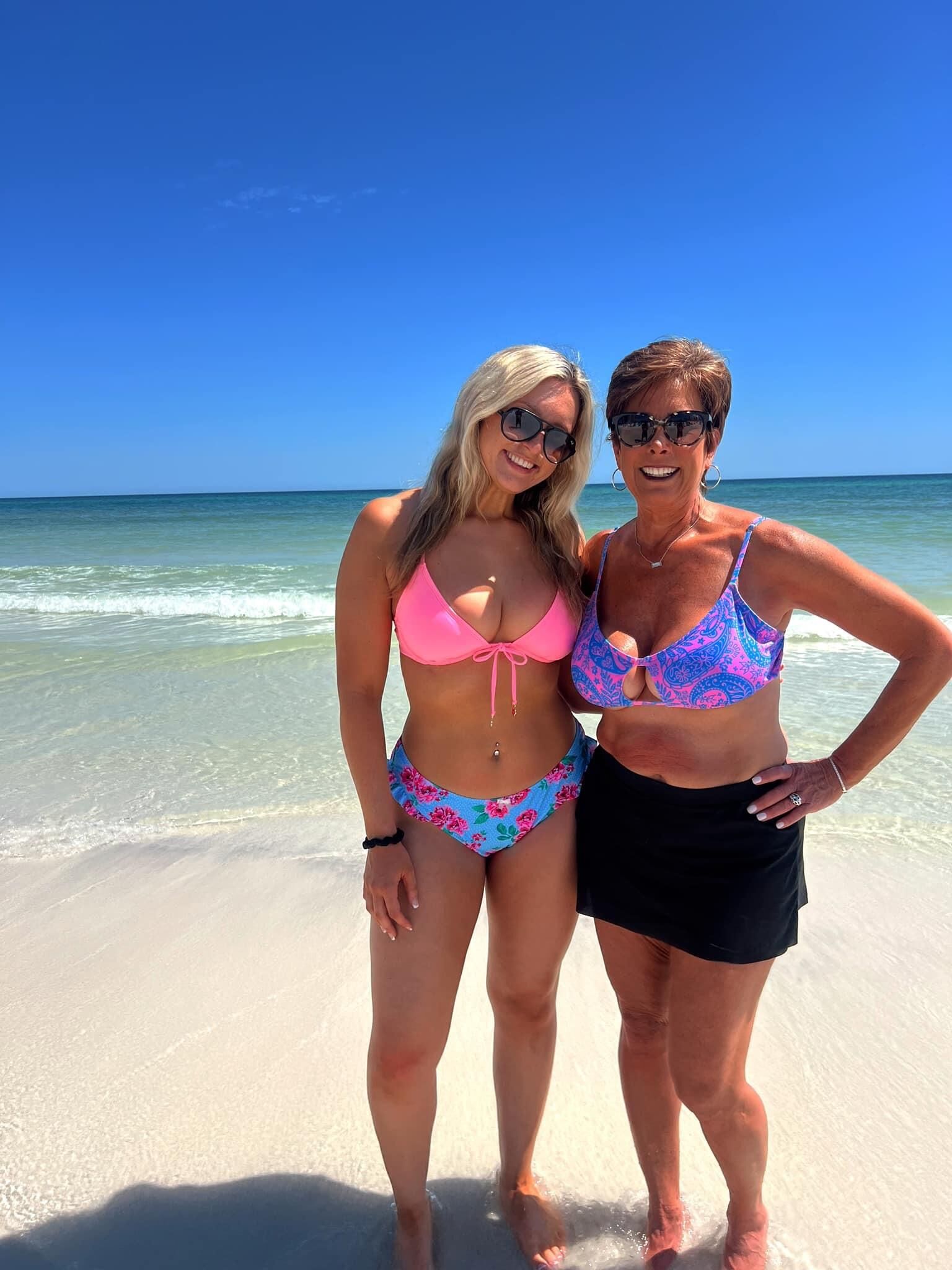 Hot MILF and Her Hot Daughter in Bikinis and Dresses