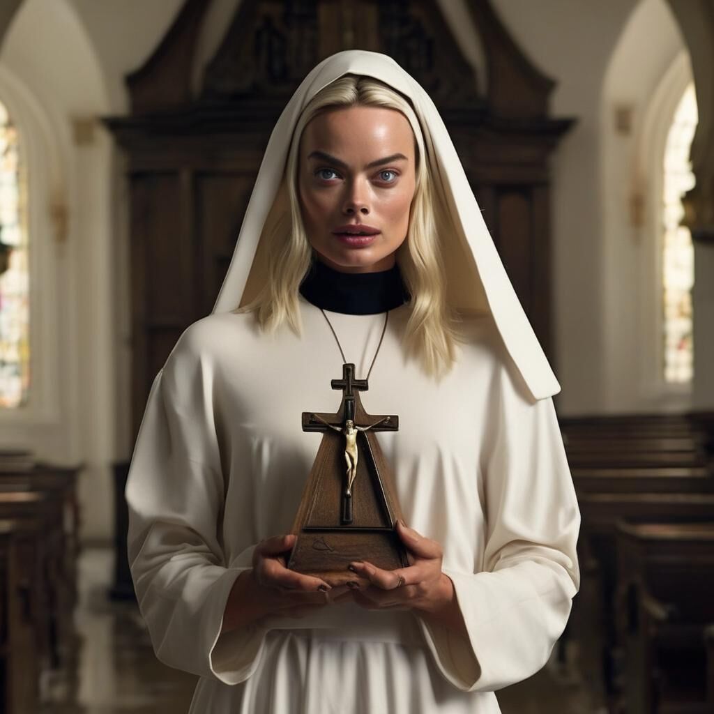 AI Margot Robbie Naughty Nun – Kommentar mit Bitten