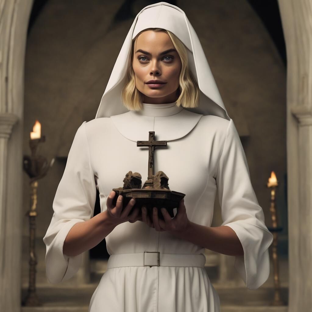 AI Margot Robbie Naughty Nun – Kommentar mit Bitten