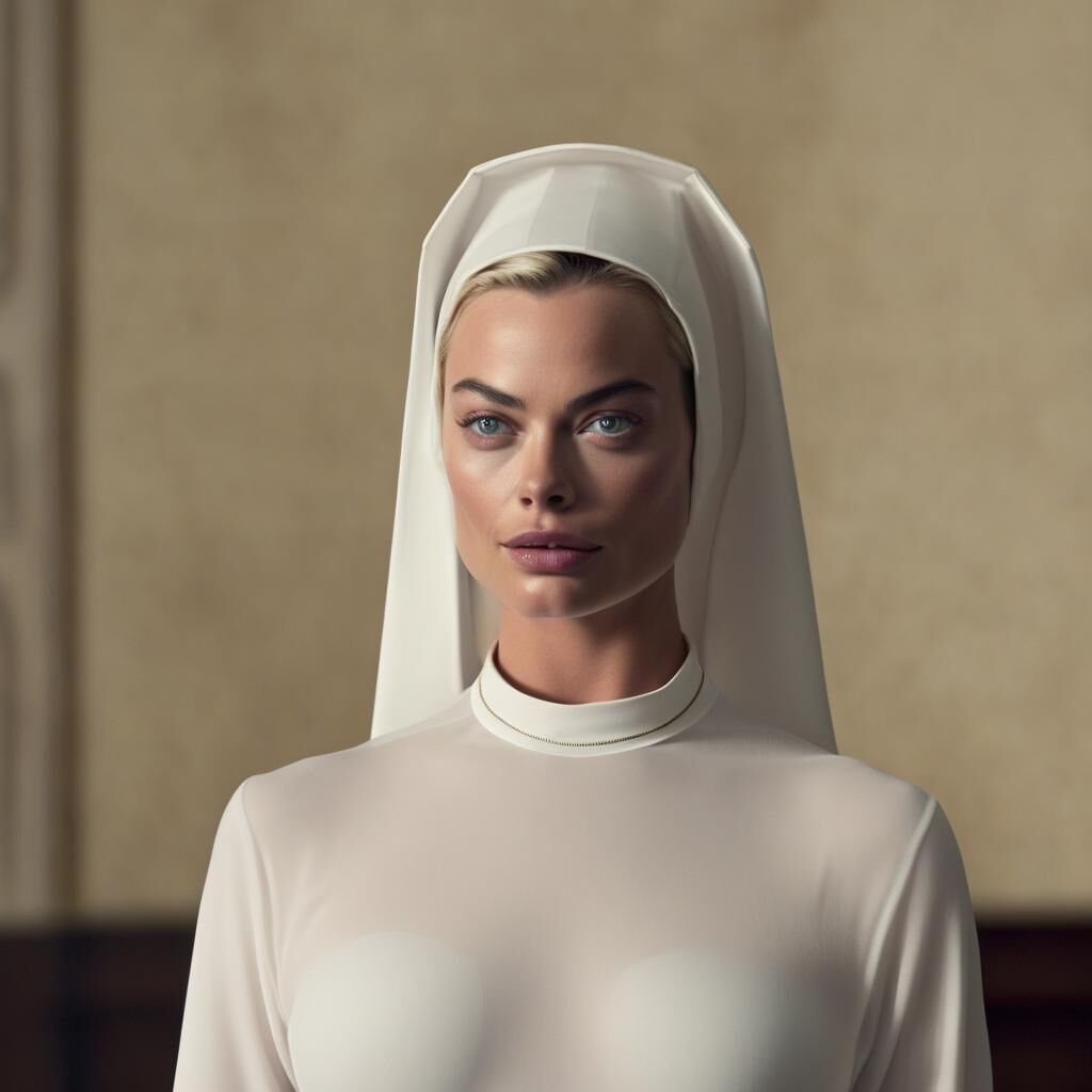 AI Margot Robbie Naughty Nun – Kommentar mit Bitten