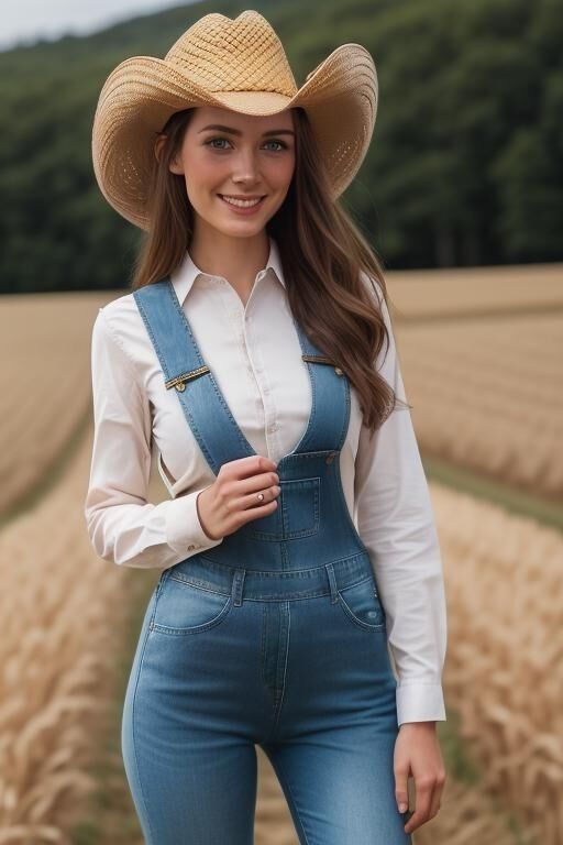 KI-generiert – Blonde Cowgirls auf dem Feld