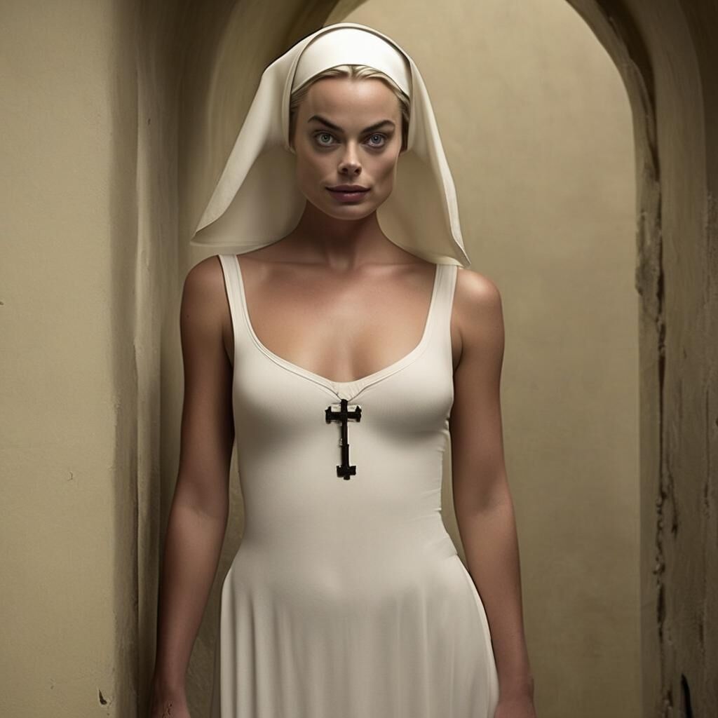 AI Margot Robbie Naughty Nun – Kommentar mit Bitten