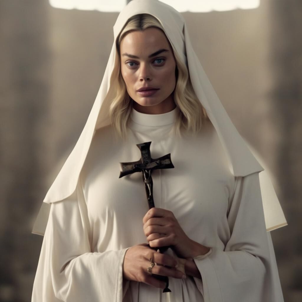 AI Margot Robbie Naughty Nun – Kommentar mit Bitten