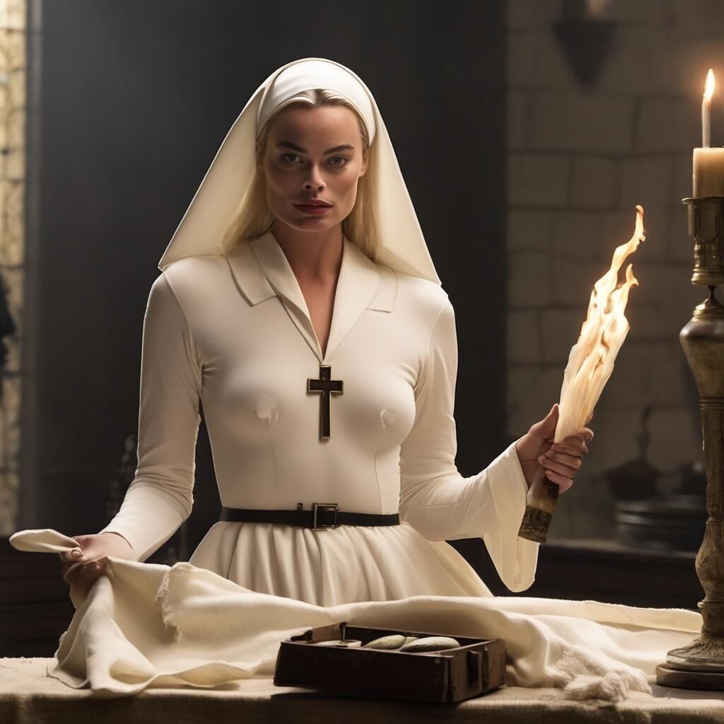 AI Margot Robbie Naughty Nun – Kommentar mit Bitten