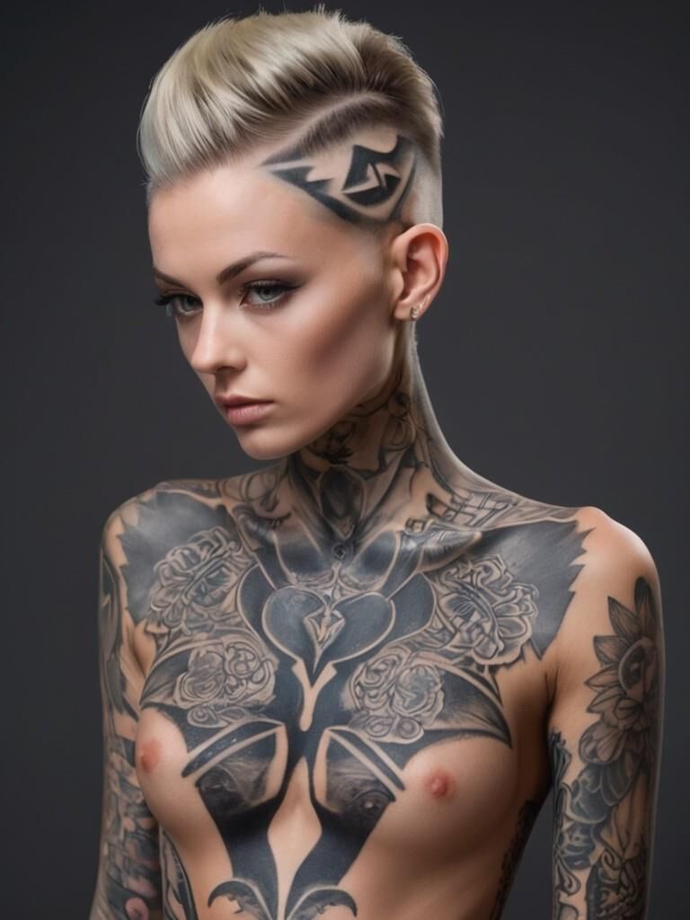 Tattooed blonde beauty - 2