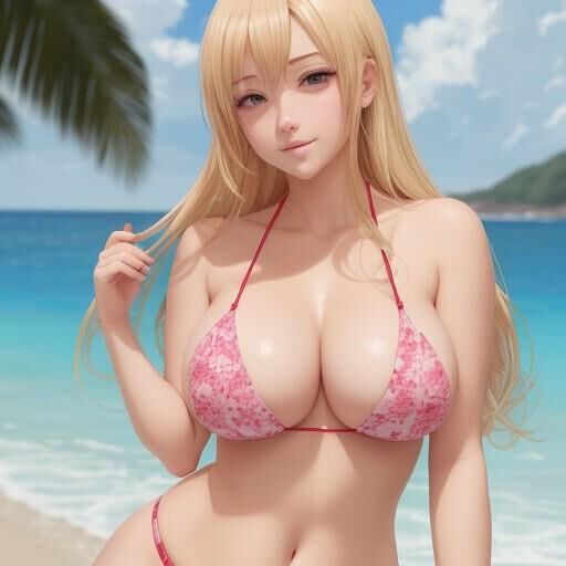 Blonde bikini anime girls