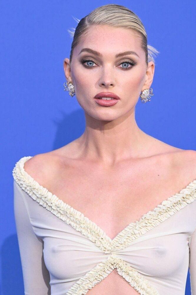 ELSA HOSK BOOBS NIPPLES SHEER DRESS AMFAR CANNES