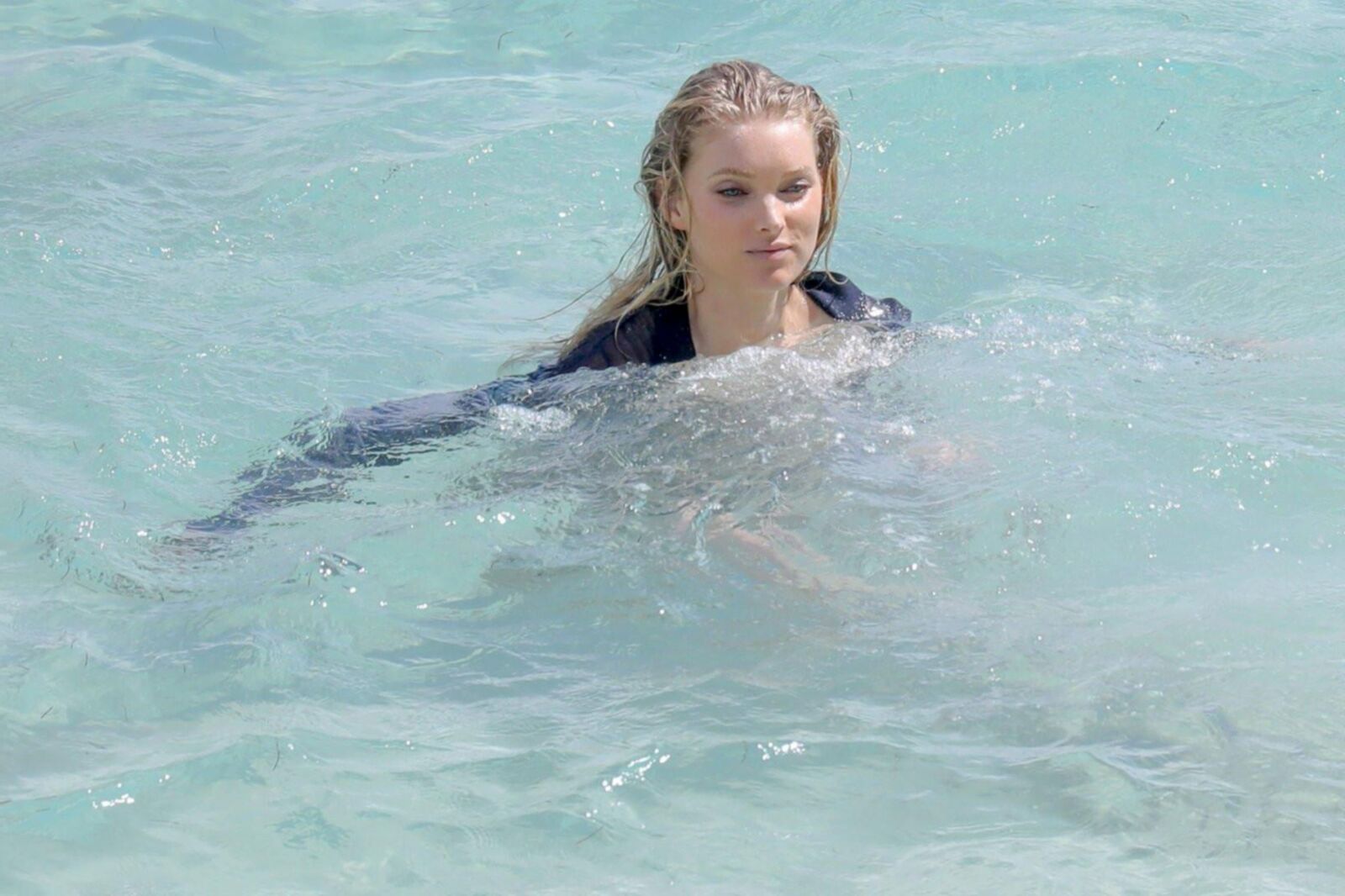 Elsa Hosk - Topless Photoshooting Candids in St. Barts