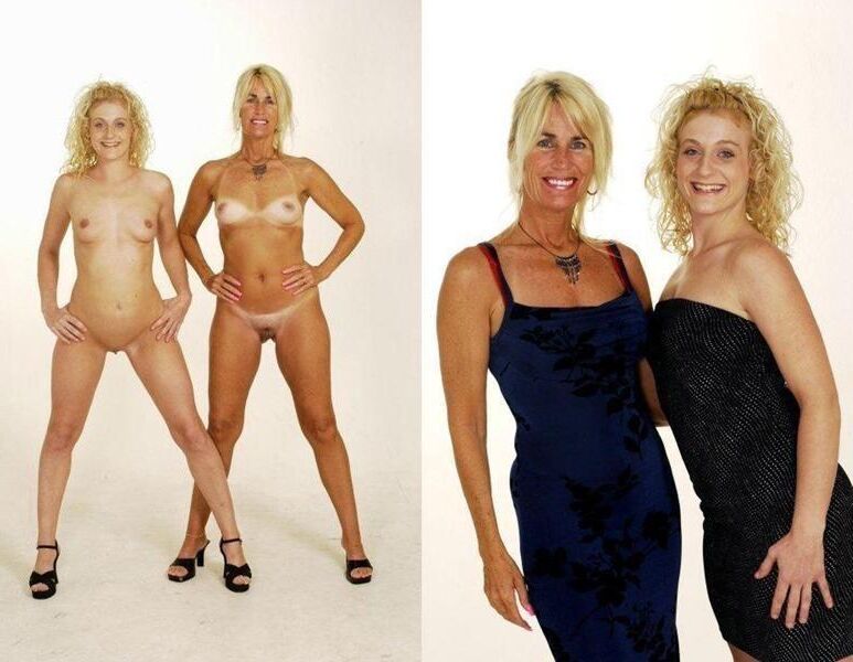 Blonde mother and daughter