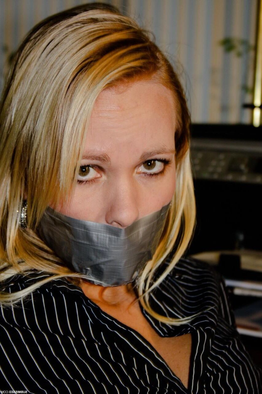 blonde office whore bound and gagged and ready for discipline