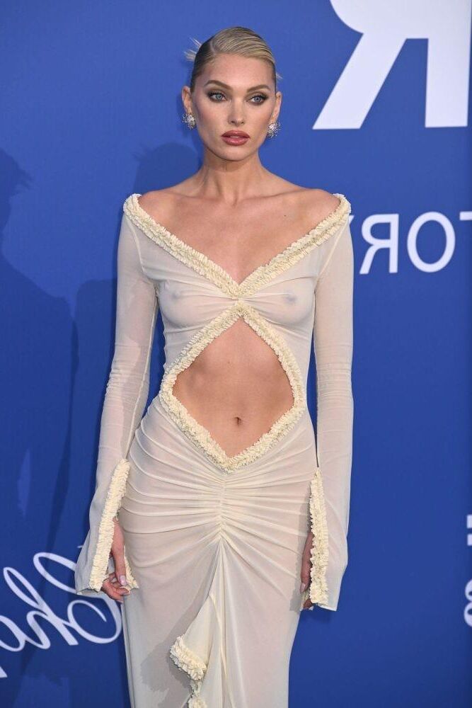 ELSA HOSK BOOBS NIPPLES SHEER DRESS AMFAR CANNES