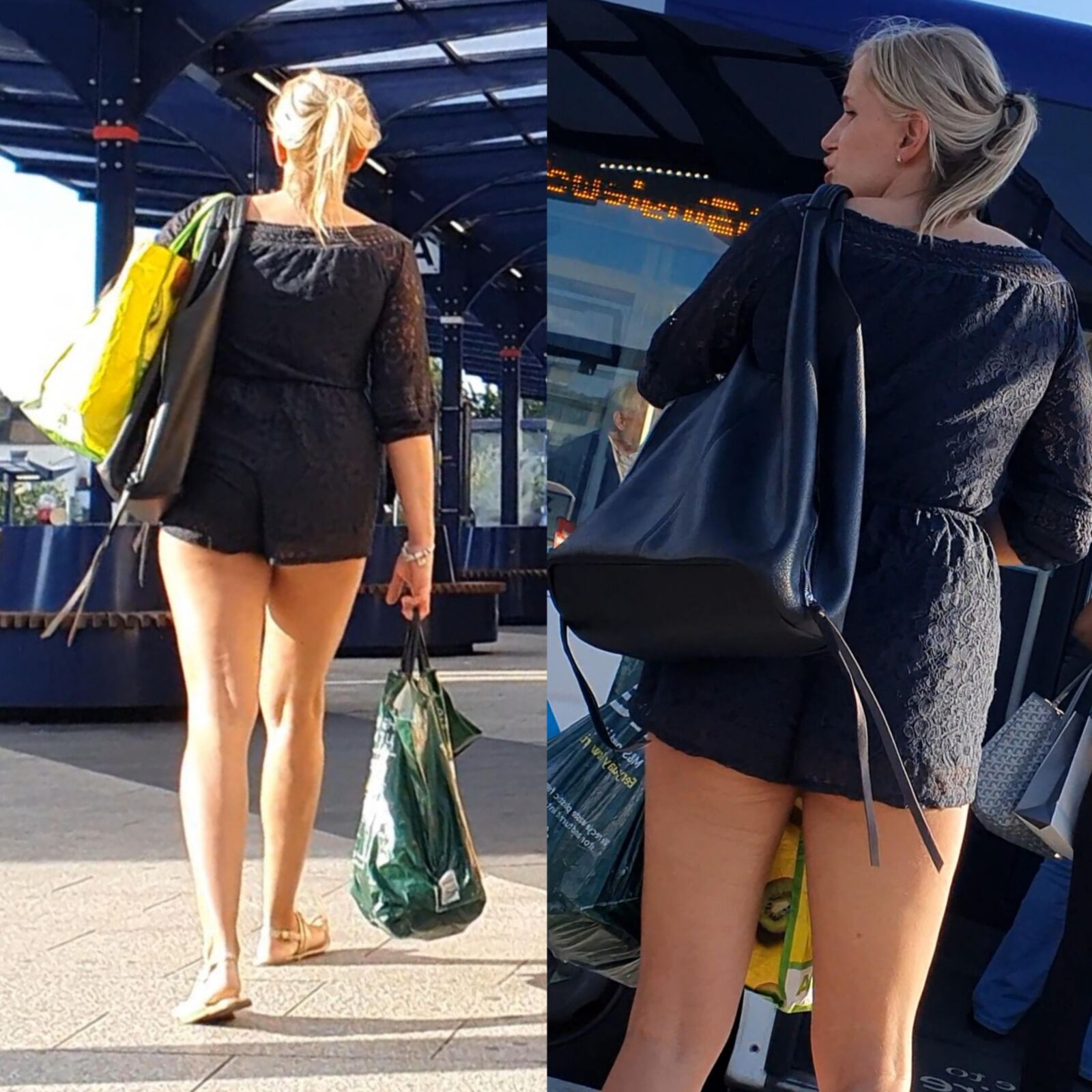 [CANDID] BLONDE MILF FLAUNTS LONG LEGS