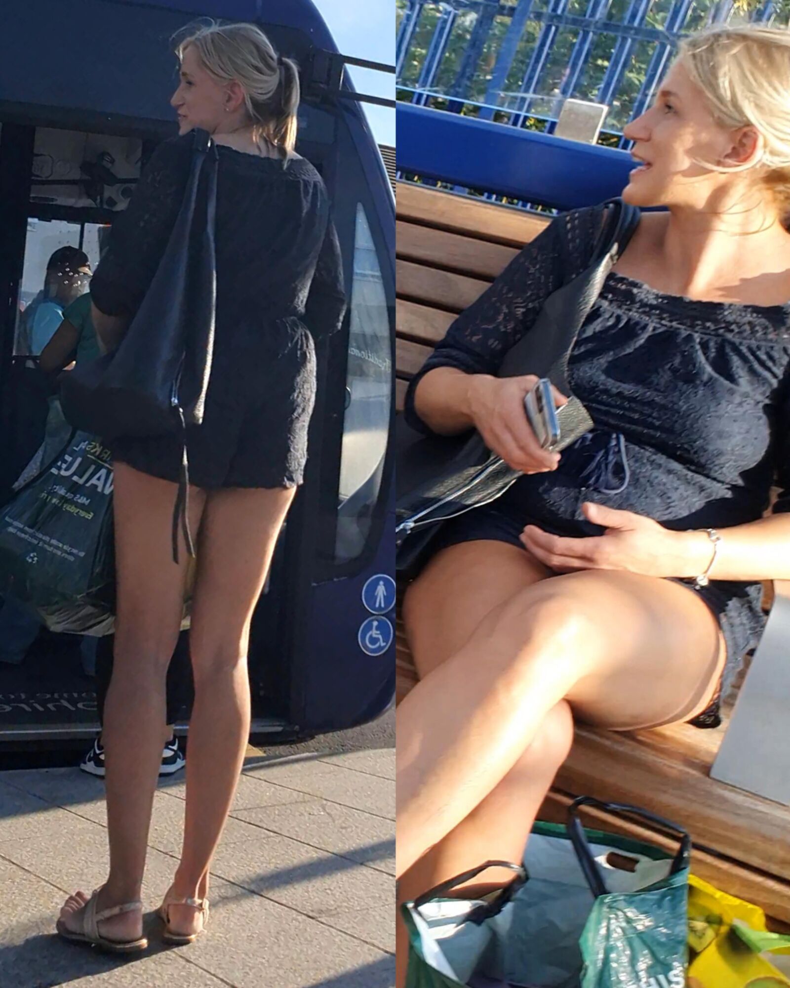 [CANDID] BLONDE MILF FLAUNTS LONG LEGS