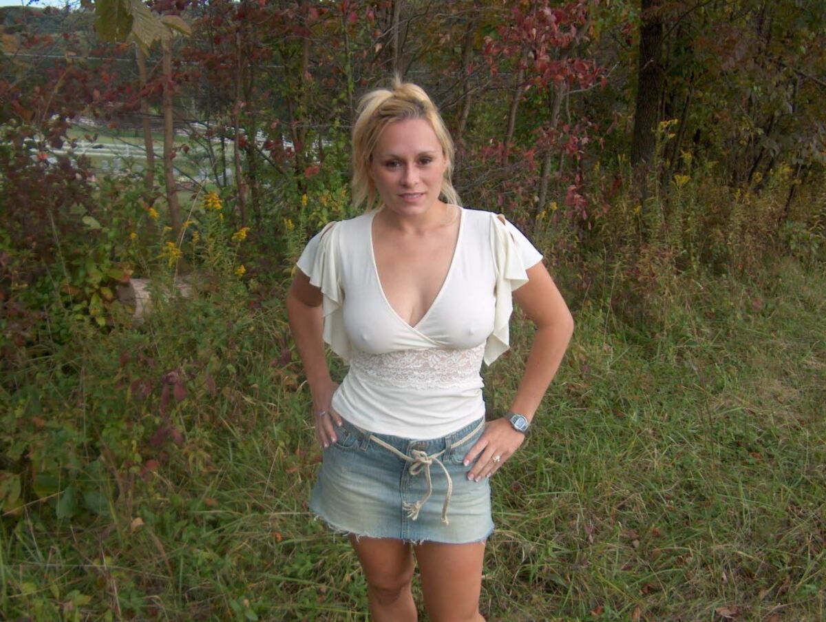 fun blonde wife naked field