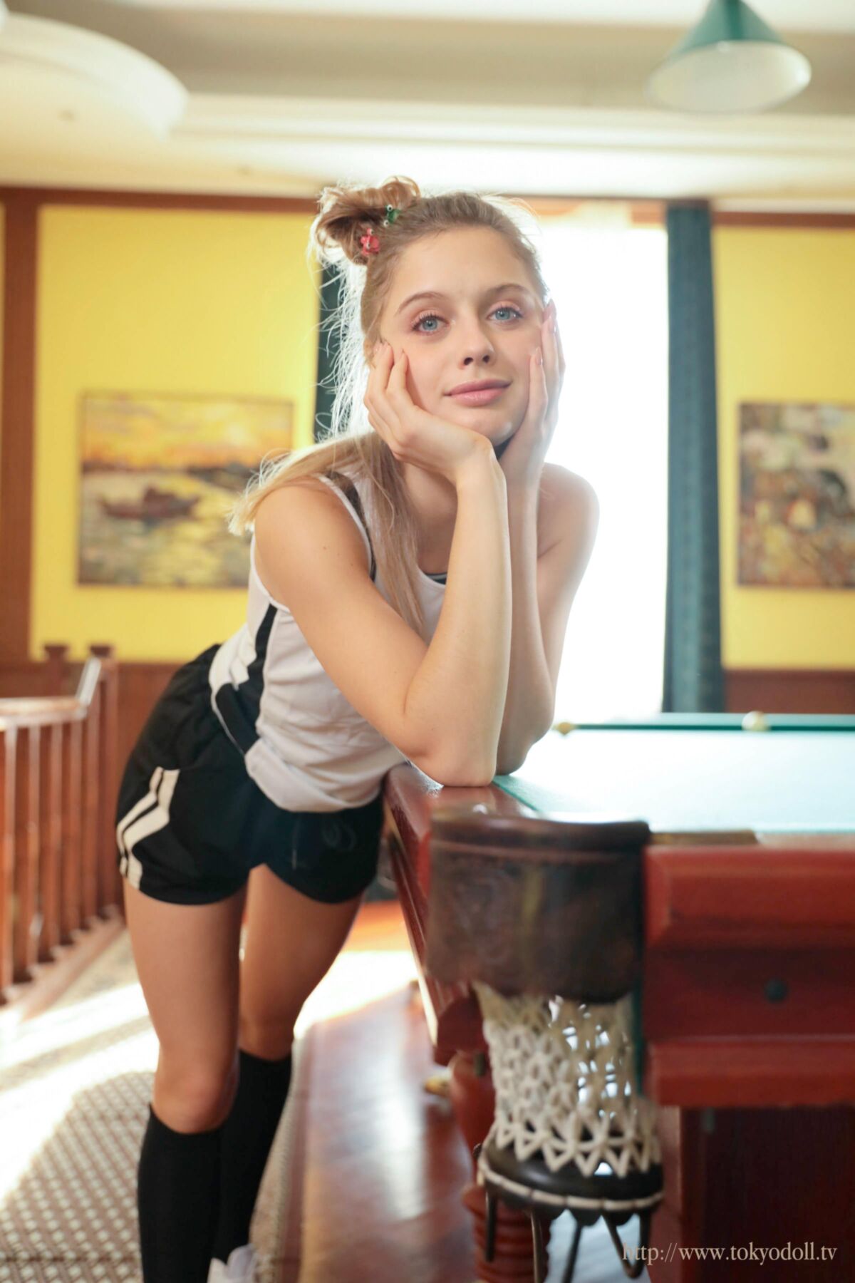 Alexa D VIP Set White Tank Top, Blue Leotard