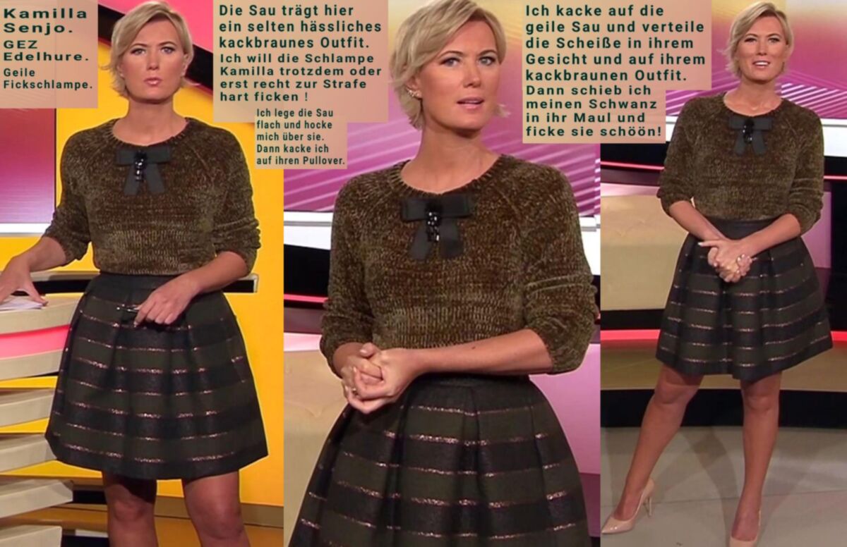 Kamilla S. sexy Blondine in gruenem und braunem Outfit ! 