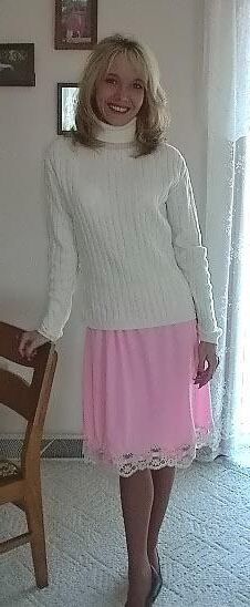 sg Turtle neck sweater, light pink half slip