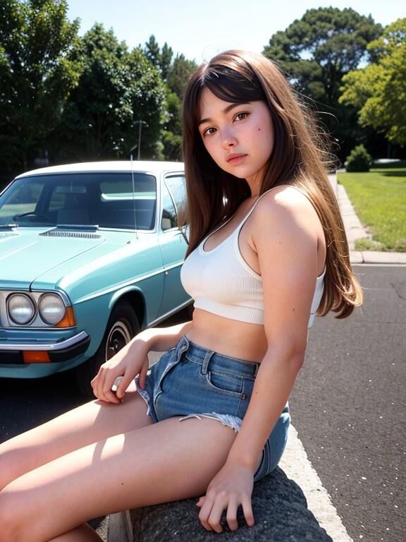 女の子と車
