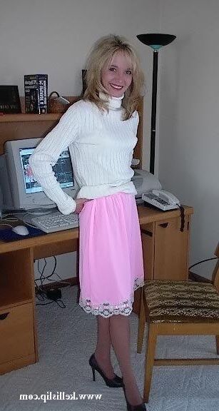 sg Turtle neck sweater, light pink half slip