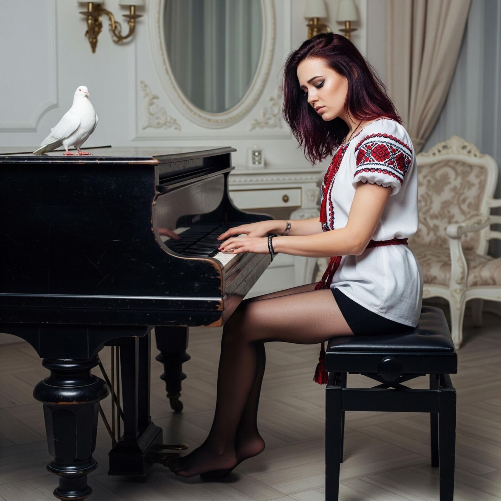 Beautiful ukrainian piano women AI