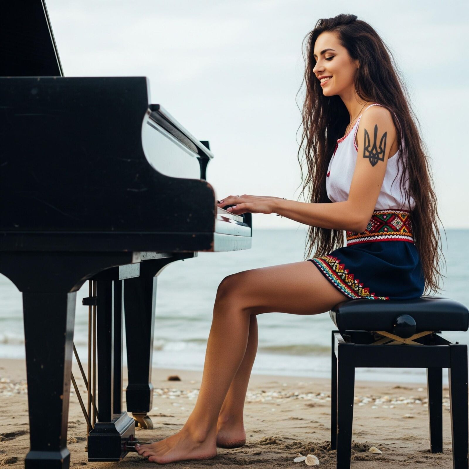 Beautiful ukrainian piano women AI