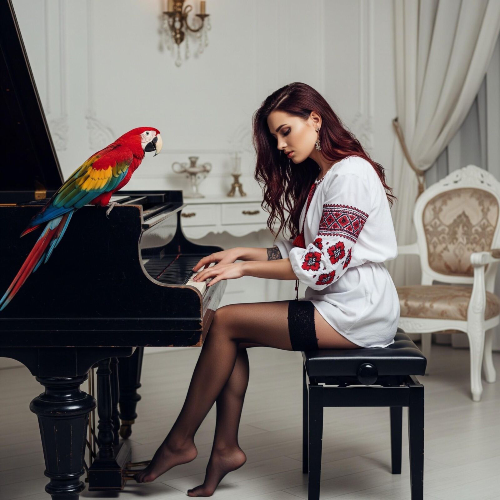 Beautiful ukrainian piano women AI