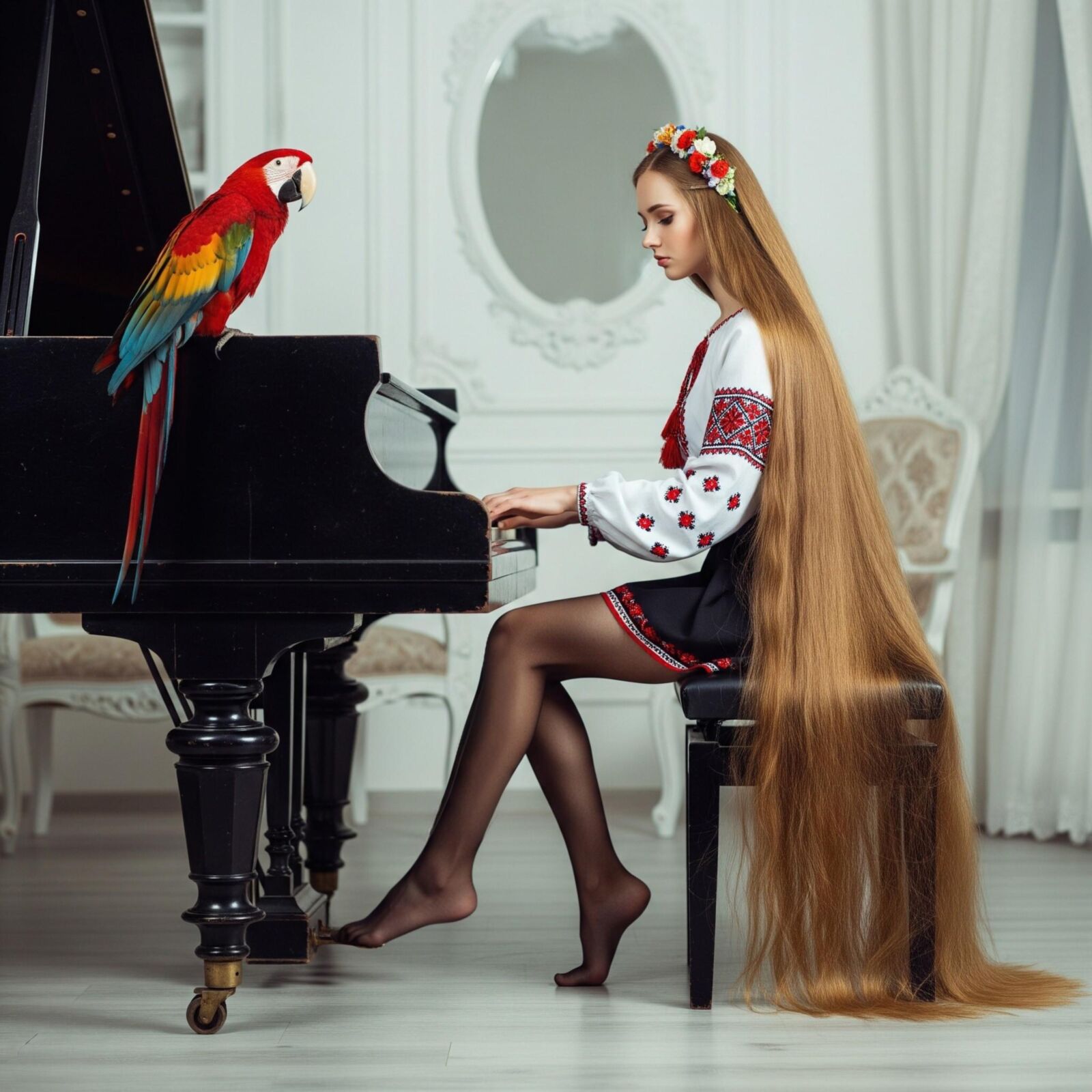 Beautiful ukrainian piano women AI
