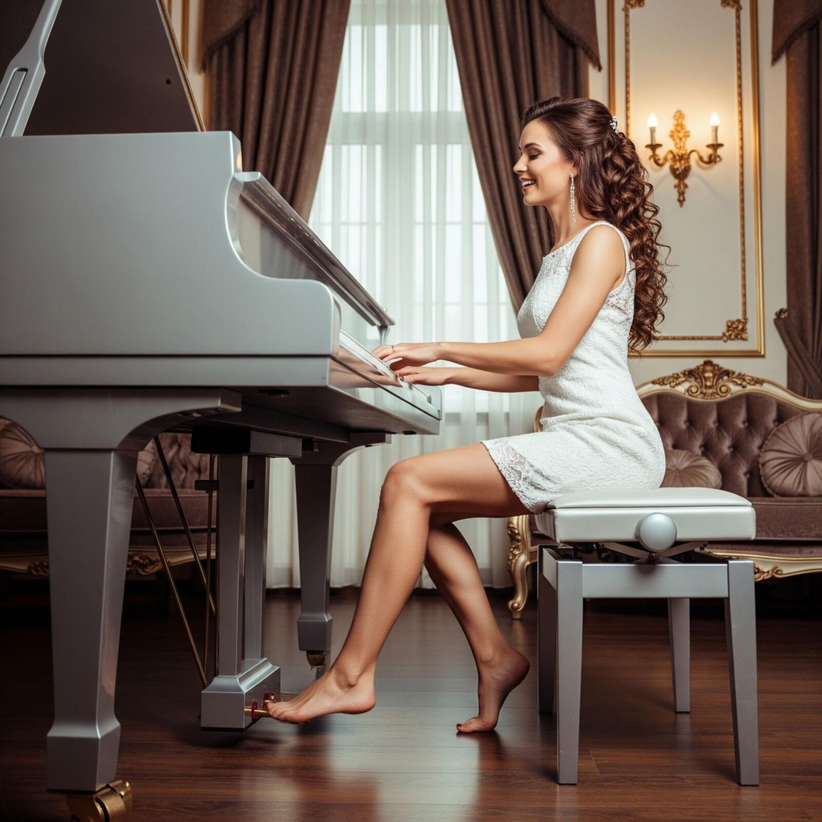 Beautiful ukrainian piano women AI